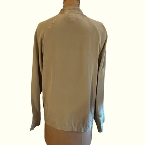 Simone Chin Chin Pale Green Mandarin Collar Blouse Size Medium - Picture 3 of 12
